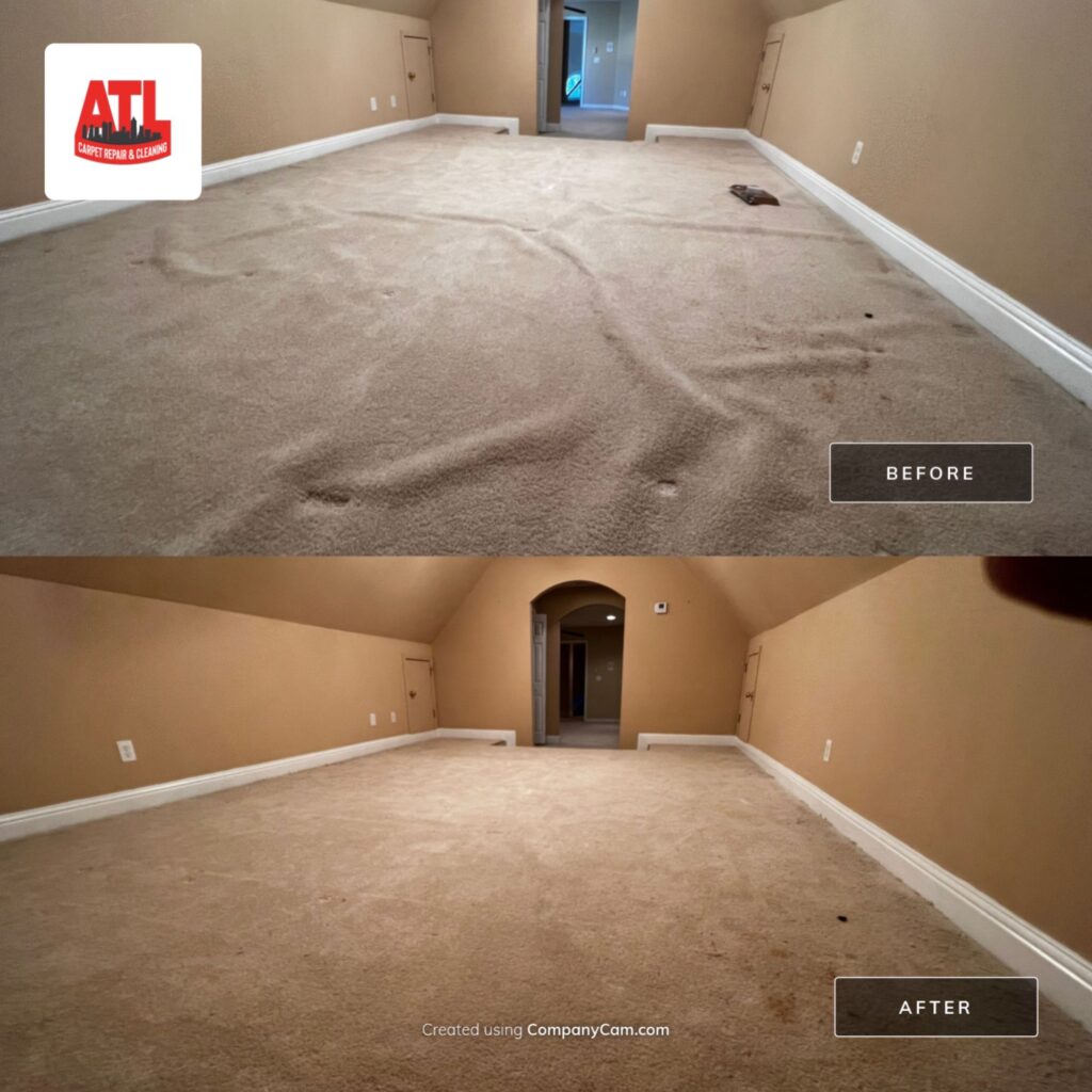 brown carpet before and after carpet stretching